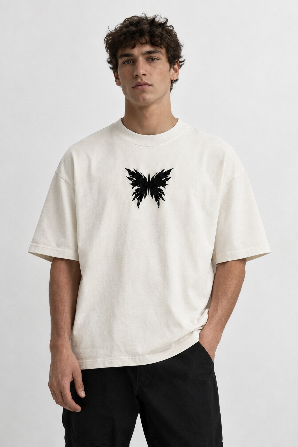 "obsidian butterfly" tee (bone)